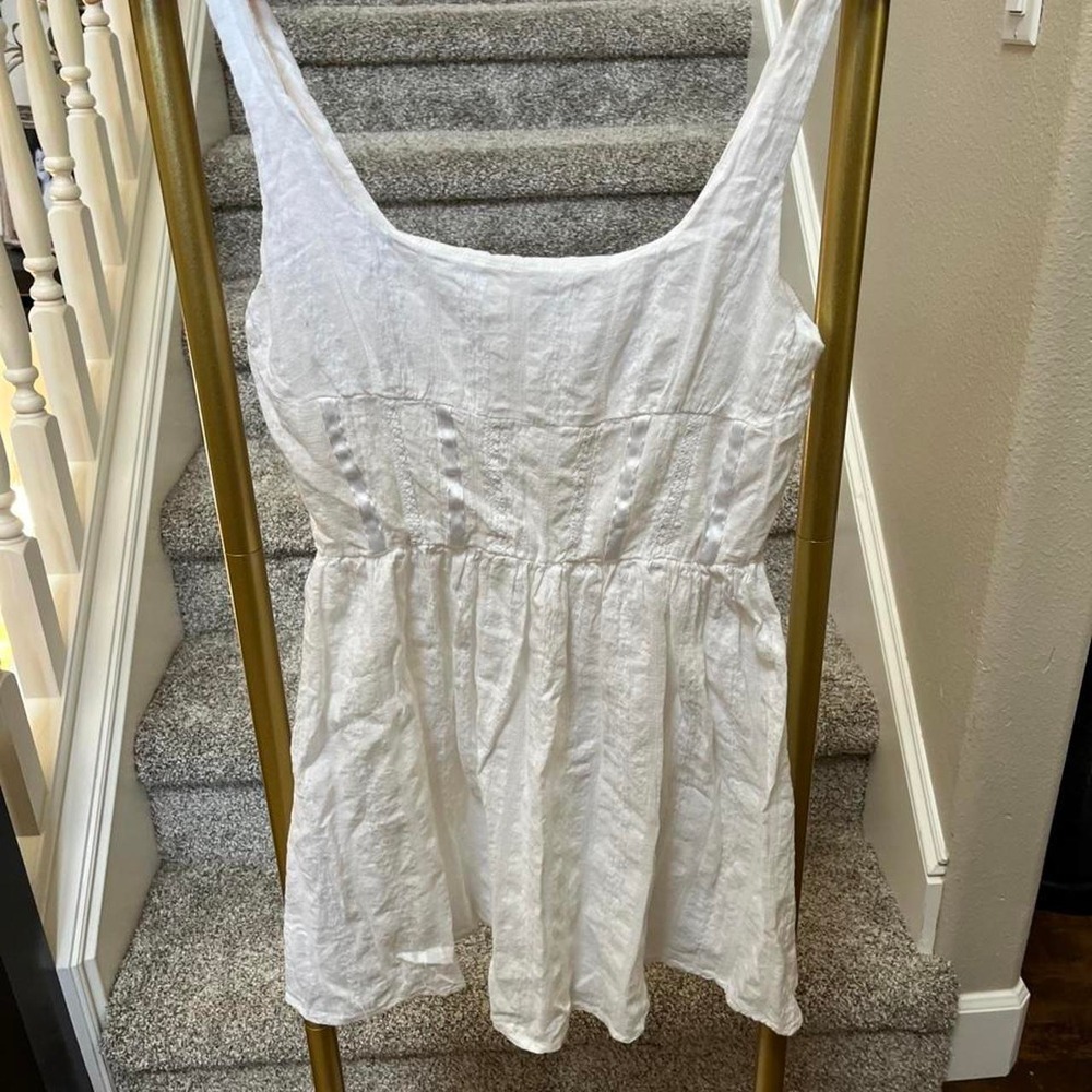 White cotton mini sundress cottagecore boho